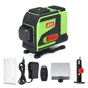 Remote 12 Lines Green Laser Level Self Leveling 3D 360 Cross Measuring Tool Kit