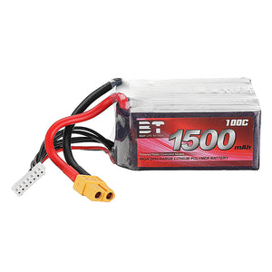 BT 22.2V 1500mAh 100C 6S Lipo Battery XT60 Plug for RC Racing Drone