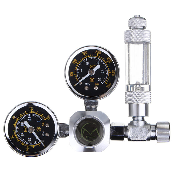 Aquarium CO2 Regulator Decompression Table Double Gauge Aluminum Alloy Acrylic