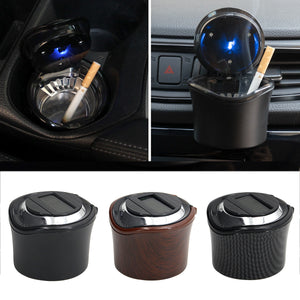 N15B Portable Car Ashtray With Blue LED Light Automatic Solar Energy Smoke Cup Ash Tray