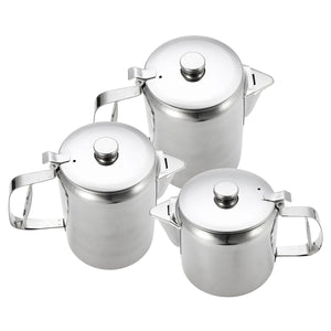 S/M/L Silver Stainless Steel Catering Cafe Teapot Spout Design Milk Tea Coffee Water Boiling Kettle with Cover