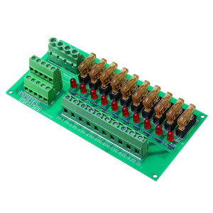 AC/DC 5 To 32V DIN Rail Mount 10 Position Power Distribution Fuse Holder Module Board