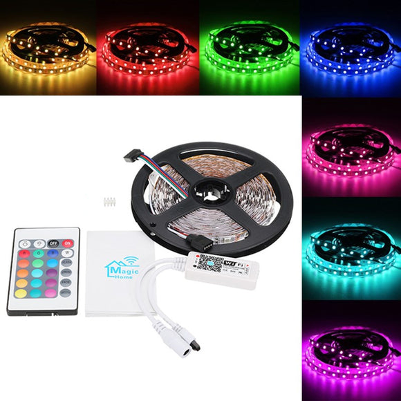 5M 60W SMD5050 Non-waterproof RGB LED Strip Light + WiFi Controller Works With Alexa DC12V