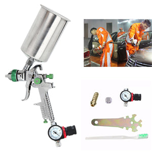 2.5mm HVLP Spray Auto Paint Tool Gravity Feed Spray Gun Metal Flake Primer Nozzle with Gauge