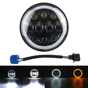 5.75 Inch Motorcycle Projector LED Headlight Sealed Hi-Lo Beam Halo Ring Lamp Bulb