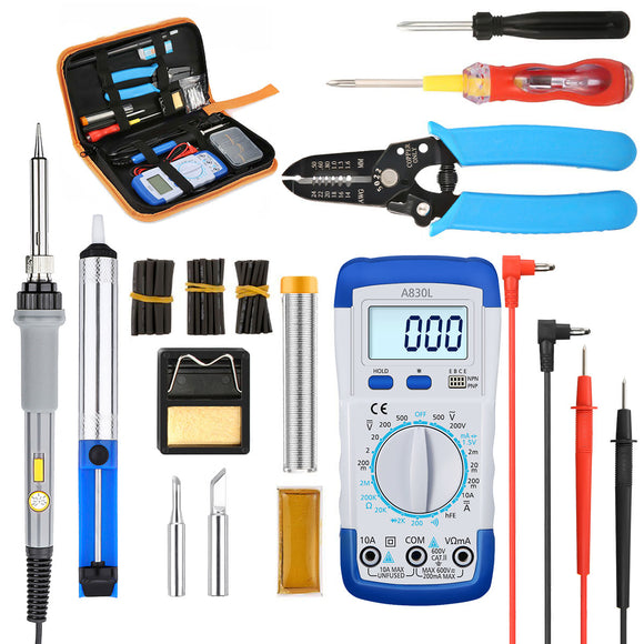 60W Soldering Iron Kit Tips Electronic Welding Tool Adjustable Temperature Case