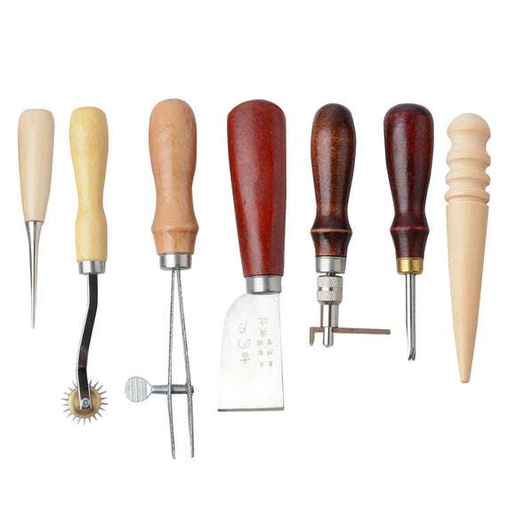 7pcs Leather Craft DIY Punch Tools Kit Stitching Carving Sewing Saddle Groover