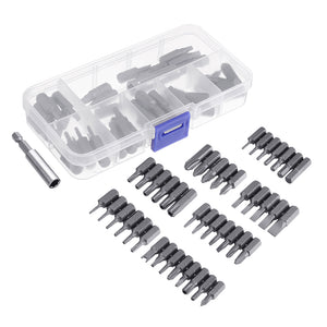 BROPPE 44Pcs S2 Screwdriver Bit Set Phillips Slotted Torx Hex Screwdriver Bits with Extension Rod 1/4 Inch Hex Shank