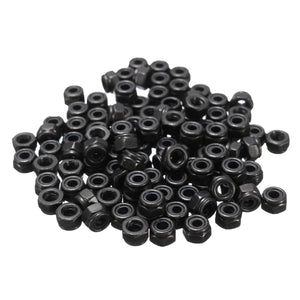 M3x0.5mm Zinc Plated Self-locking Nylon Insert Hex Lock Nuts Black 100pcs