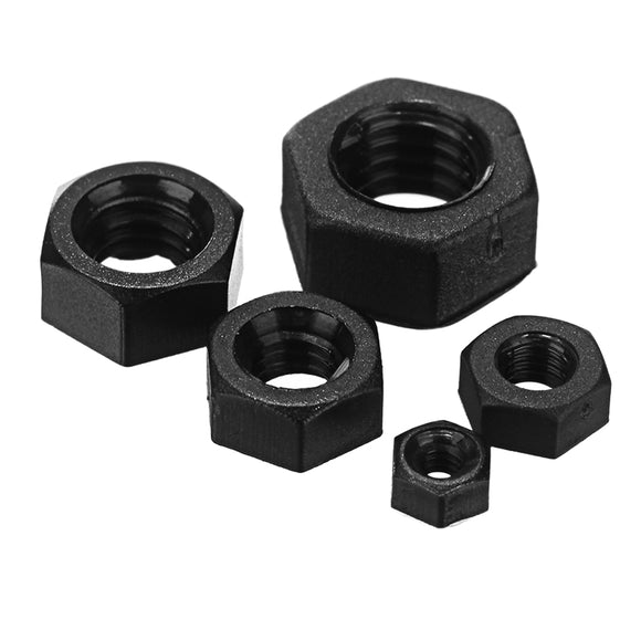 Suleve MXHN2 50Pcs Black Nylon Nuts Hex Plastic Nut Washer Hexagonal Nuts M2 M3 M4 M5 M6