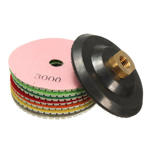 8pcs 4 Inch Polishing Pads Set 50-3000 Grit 100mm Dry Diamond Polishing Pads With Backer