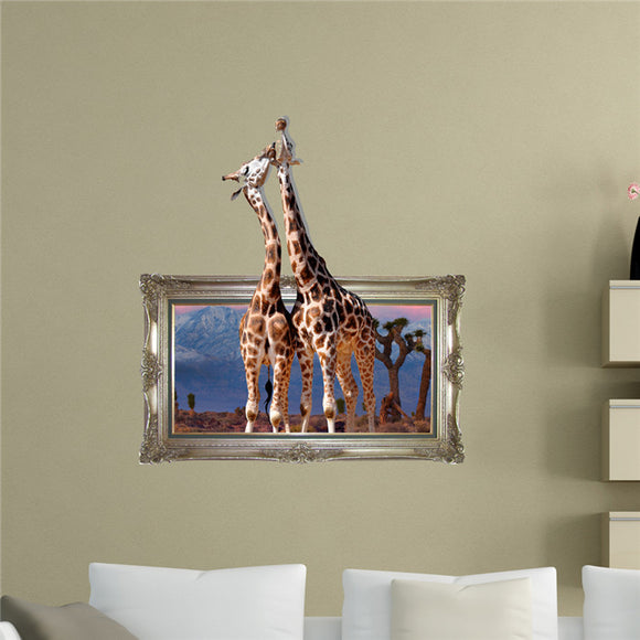 Giraffe 3D Wall Decal PAG STICKER Removable Wall Picture Art Animal Stickers Home Decor Gift