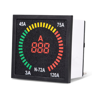 N-72A 3A ~120A LED Display Current Meter 73mm Panel 68mm Hole Size Ammeter Digital Current Signal Indicator