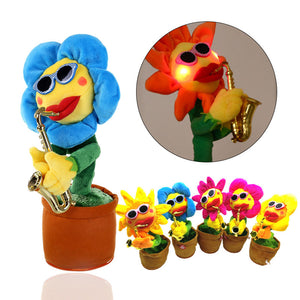 Electric Dancing Flower Bewitching Sunflower With Sax Soft Stuffed Plush For Kids Children Gift Toys