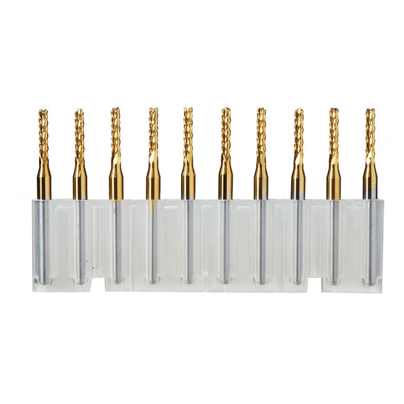 Drillpro 10pcs 2.4mm Carbide End Mill Cutter Titanium Coated Engraving Milling Cutter