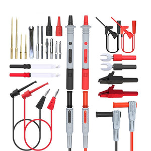 P1308D Silicone Multimeter Test Leads Kit Replaceable Gold-Plated Precision Sharp Probe Set Alligator Clip Minigrabber