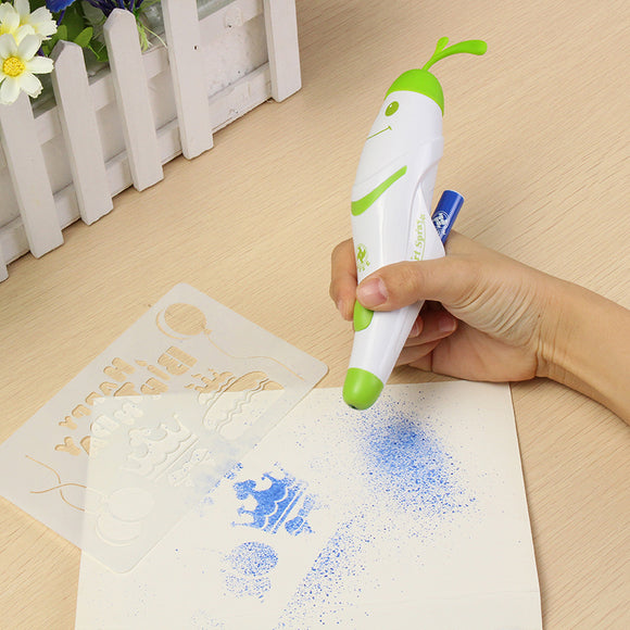 Large Capacity Watercolor Pen 12 Colors With Painting Templates Dust-Free Cloth Battery Operated