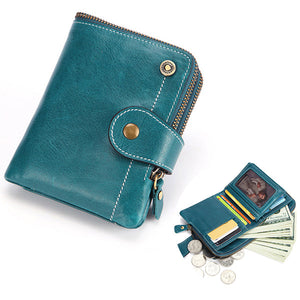 Women Vintage High-end Genuine Leather 14 Card Slot Wallet Multi-function Coin Purse