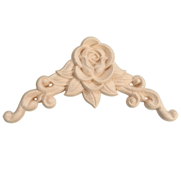 Wood Carving Applique Unpainted Flower Applique Wood Carving Decal for Furniture Cabinet 8x8cm