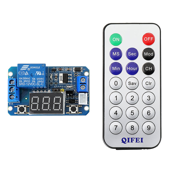 1pcs 12V DC Infrared Remote Control Full-function Delay Cycle Timing Relay Module with LED Digital Display with Remote Controller