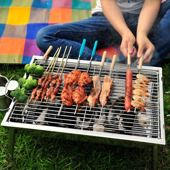 Portable Thickened Outdoor Picnic And Home Charcoal BBQ Grill Stainless Steel Folding Grill