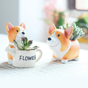 Honana HG-GP3 Creative Corgi Dog Flower Pot Cute Short Leg Welsh Corgi Cartoon Plant Decoration Pot