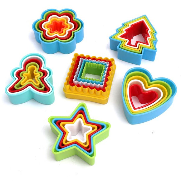 31Pcs 6Sets Geometric Shape Plastic Cookie Cutter Mold Biscuit Fondant Cutter Cake Decorating Tool