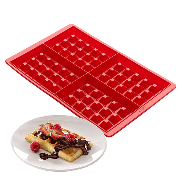 4-Cavity Mini Waffles Cake Chocolate Pan Silicone DIY Tray Cake Mold Cookie Mould Baking Tool