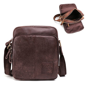 Men Genuine Leather Cowhide Crossbody Bag Vintage Solid Shoulder Bag