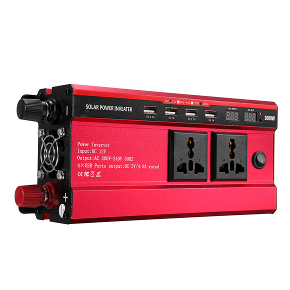 3000W Peak Solar Power Inverter DC 12V/24V To AC 110V/220V Modified Sine Wave Converter