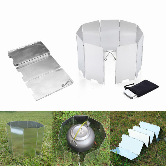 IPRee 9 Plates Aluminum Alloy Foldable Camping Gas Stove Wind Shield Screen Wind Shield