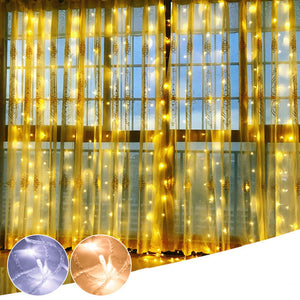 3M*3M 304 LED String Fairy Light White Warm White Window Curtain Party Wedding Decor EU Plug AC220V