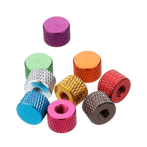 Suleve M4AN5 10Pcs M4 Blind Hole Thread Aluminum Alloy Knurled Thumb Nut Hand-Tight Screw Nut Multi-Color