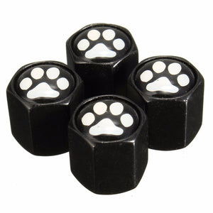 4Pcs Aluminum Alloy Footprint Pattern Car Wheel Tire Valve Stem Covers Caps Black