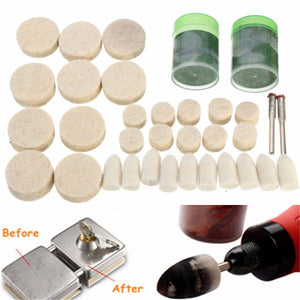 34pcs 1/8 Inch Wool Polishing Buffing Polish Wheel Kit for Dremel