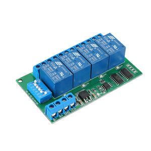 4 Channel RS485 Relay Module Modbus RTU AT Command Remote Control Switch for PLC PTZ Smart Home Security DC 12V