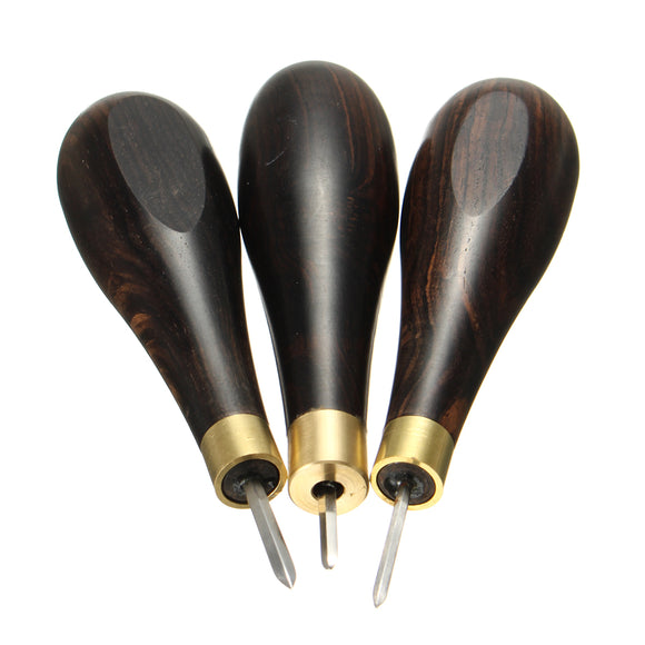 3/4/5MM Diamond Stitching Ebony Blackwood Handle Leather Craft Tool Sewing Awl Kit