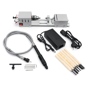 Mini Lathe Beads Machine Woodworking DIY Lathe Polishing Cutting Drill Wood Lathe Machine