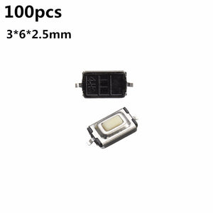 100pcs 3*6*2.5mm Micro Switch 2-Pin SMD Tactile Push Button Switch Tact Switch