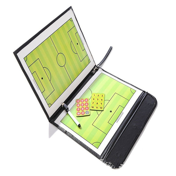 Folding Magnetic Piece Football Coach Board Tactical Plate Tactics Book Set With Pen Teaching Clip