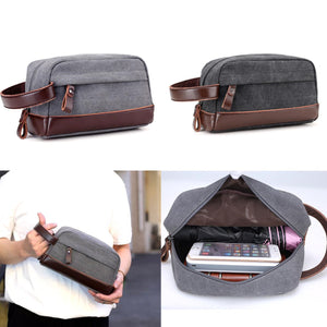 Men Travel Clutch Handbag Portable Carrying Phone Pouch Casual Canvas Wrist Bag