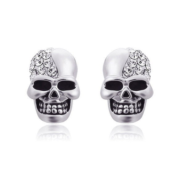 Punk Skull Head Ear Stud Rhinestone Earrings Wholesale for Men Women