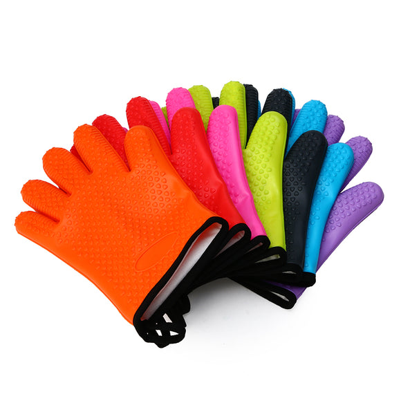 KCASA KC-PG09 1Pc Silicone Cotton BBQ Oven Mitt Microwave Oven Heat Resistant Pot Holder Gloves