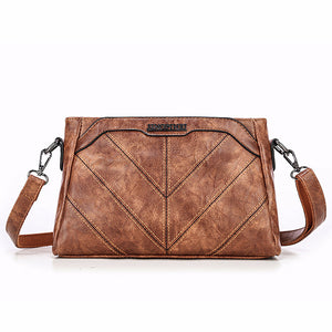 Women Casual PU Leather Large Capacity Crossbody Bags Stitching Solid Shoulder Bags