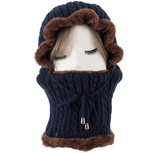 Unisex Windproof Knitted Hat Beanies Scarf Winter Warm Outdoor Camping Cycling Head Scarves