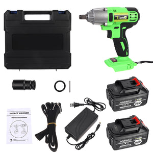 98VF 12000mAh Electric Cordless Impact Wrench Driver with 2 Batteries Power Repair Tools Kit