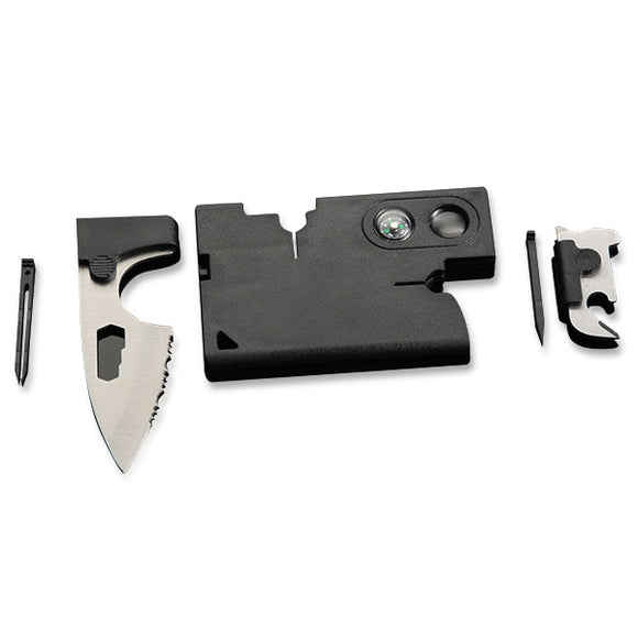 10-In-1 Multi Credit Card Serrated Knife Companion Tools With Compass Magnifying Screwdriver