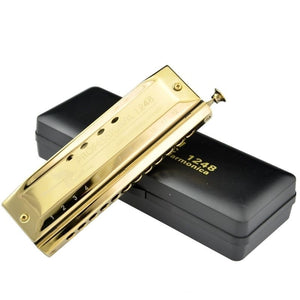 Swan 12 Holes 48 Tones Chromatic Gold Color Laser Proceeded Board Harmonica Music Musical Instrument