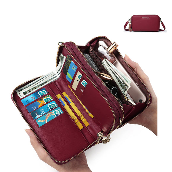 Pierreloues  Women Multi-pockets 8 Card Slots Casual Wallet Phone Bag Crossbody Bag