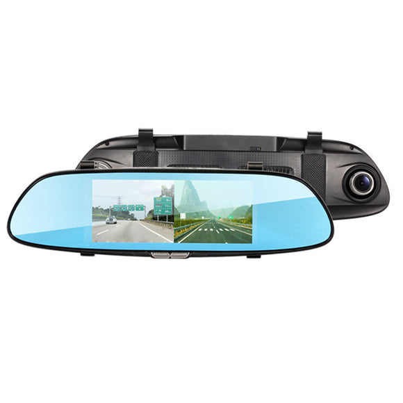 FHD 1080P 7 Inch Dual Lens Rear View Mirror Dash Reversing Camera Car DVR 170 Degree Touch